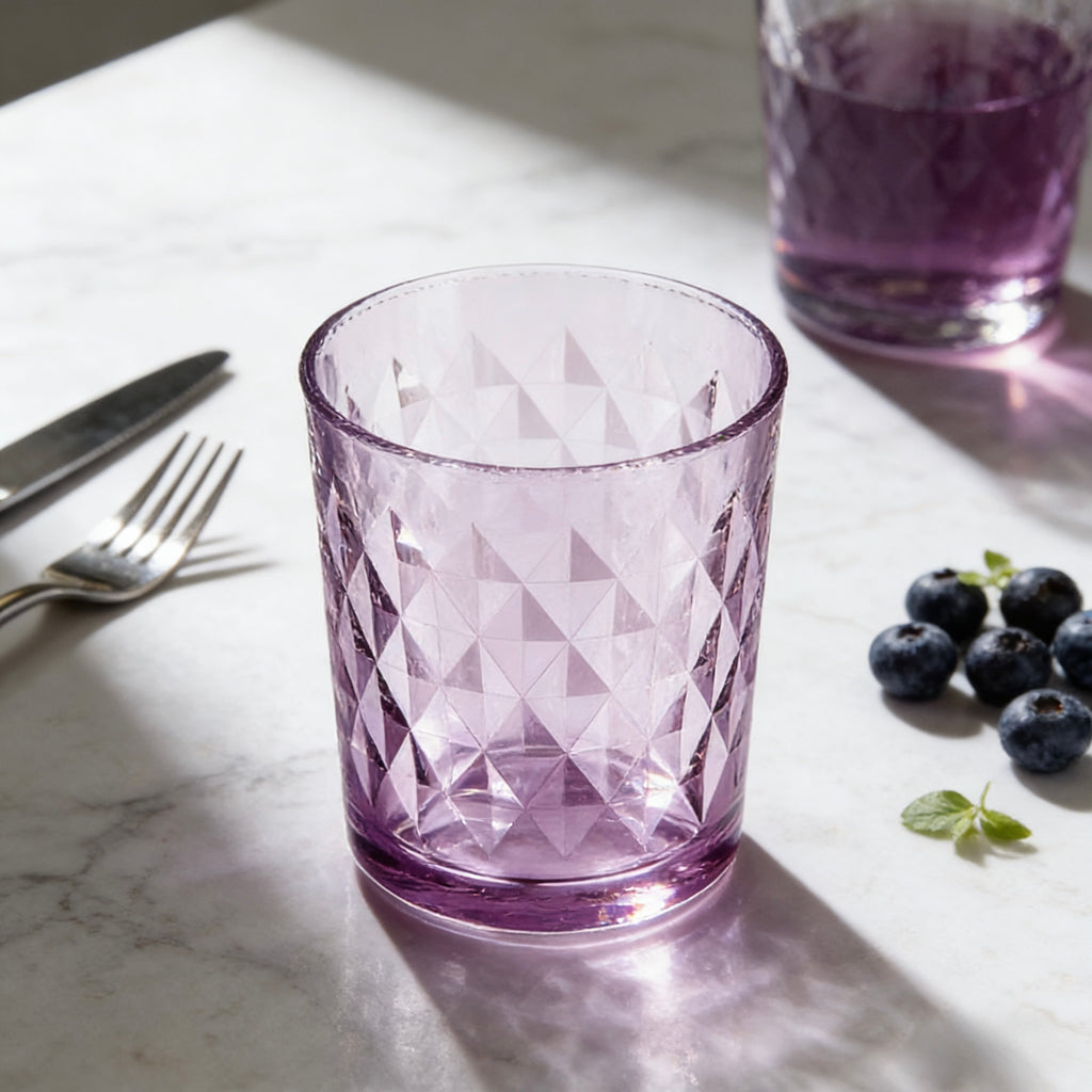 Set de 6 Vasos Colores de 360ml, Vaso de Cristal agua y Bebidas Alcohólicas,l,Aptos para lavavajillas