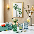 Set de 6 Vasos Colores o Transparente, Vaso de Cristal agua de 300 ml, Vaso de Agua y Bebidas, Aptos para Lavavajillas (Verde)