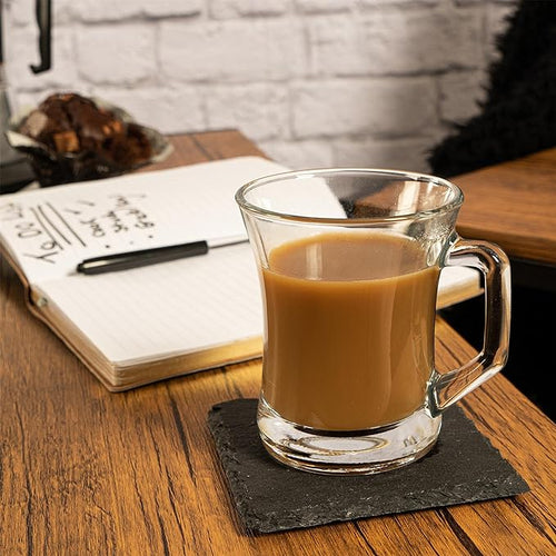 Set de 6 Tazas Transparentes de cristal agua de 225cc para Desayuno, Taza de Vidrio,Productos de vidrio,Tazas para Café y Té, tazas de Agua, Bebida y Alcohol