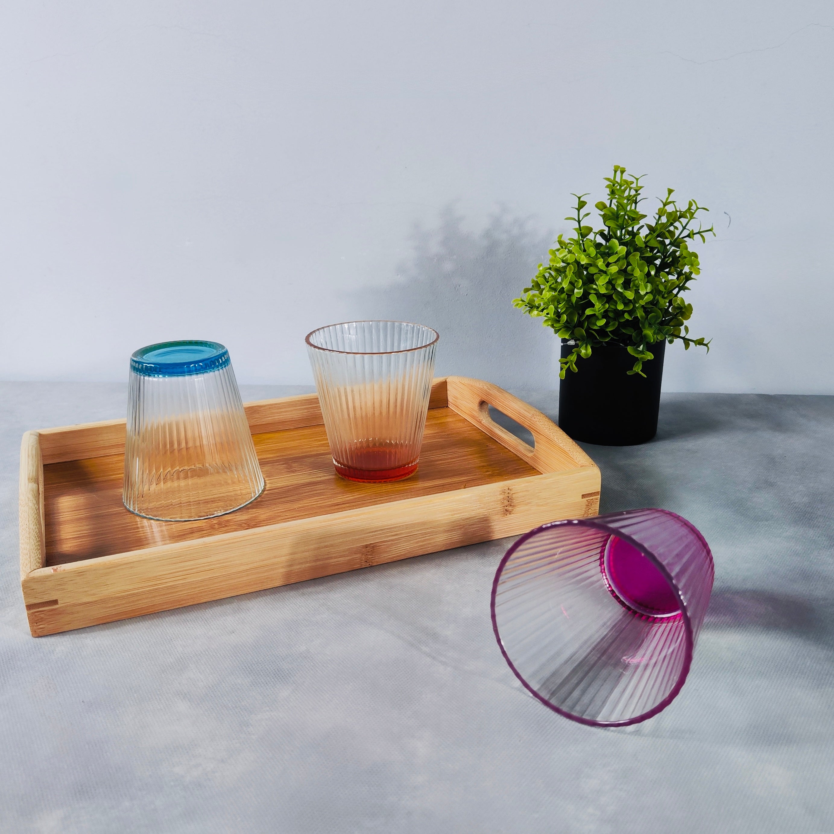 Set de 6 Vasos de cristal agua de Colores, Vasos de Cristal de 310ml Multicolor y Transparentes
