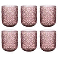 Set de 6 Vasos Colores de 250ml, Vaso de Cristal agua y Bebidas Alcohólicas con Patrón Girasol ,Aptos para lavavajillas