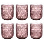 Set de 6 Vasos Colores de 250ml, Vaso de Cristal agua y Bebidas Alcohólicas con Patrón Girasol ,Aptos para lavavajillas