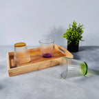 Set de 6 Vasos de cristal agua de Colores, Vasos de Cristal de 310ml Multicolor y Transparentes