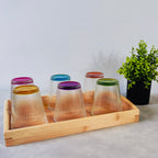 Set de 6 Vasos de cristal agua de Colores, Vasos de Cristal de 310ml Multicolor y Transparentes