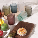 Set de 6 Vasos de Cristal Colores y Transparentes de 250ml, Vasos de Agua y Bebidas, Aptos para Lavavajillas