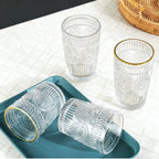 Set de 6 Vasos Transparentes de Cristales de 330ml con Patrón Girasol, Aptos para Lavavajillas