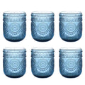 Set de 6 Vasos Colores de 250ml, Vaso de Cristal agua y Bebidas Alcohólicas con Patrón Girasol ,Aptos para lavavajillas