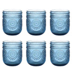 Set de 6 Vasos Colores de 250ml, Vaso de Cristal agua y Bebidas Alcohólicas con Patrón Girasol ,Aptos para lavavajillas