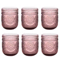Set de 6 Vasos Colores de 250ml, Vaso de Cristal agua y Bebidas Alcohólicas con Patrón Girasol ,Aptos para lavavajillas