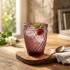 Set de 6 Vasos de Cristal 250ml | Diseño de Diamante Elegante | Aptos para Lavavajillas | Vidrio Sin Plomo para Agua y Refrescos