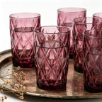 Set de 6 Vasos Colores, Vaso de Cristal agua de 360 ml, Vaso de Agua y Bebidas, Aptos para Lavavajillas