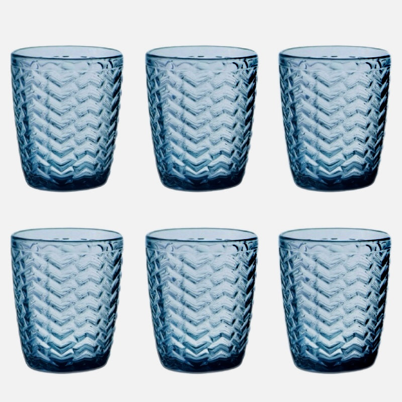 Set de 6 Vasos Colores, Vaso de Cristal agua de 290cc, Vaso de Agua y Bebidas, Aptos para Lavavajillas