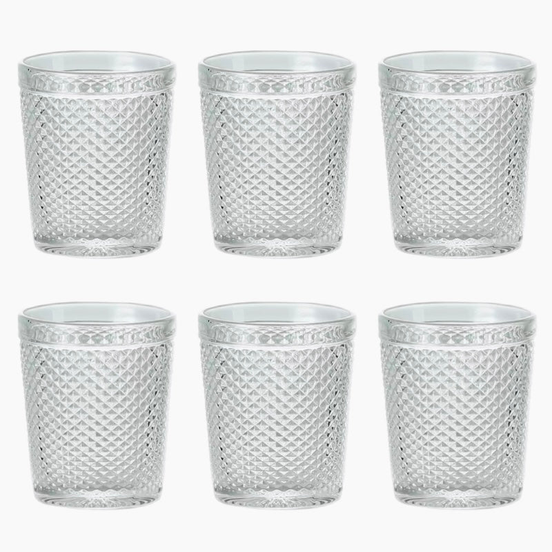 Set de 6 Vasos de Cristal Transparentes de 250ml, Vasos de Agua y Bebidas, Aptos para Lavavajillas