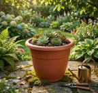 Set de 6 Macetas de Plástico con 6 Platos (14cm, 16cm,18cm, 20cm, 25cm, 30cm, 35cm o 40cm) Diseño elegante para Interiores y Exteriores, Patio y Decoración, Ideal para Verduras y Flores ,Maceteros de Jardín