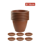 Set de 6 Macetas de Plástico con 6 Platos (14cm, 16cm,18cm, 20cm, 25cm, 30cm, 35cm o 40cm) Diseño elegante para Interiores y Exteriores, Patio y Decoración, Ideal para Verduras y Flores ,Maceteros de Jardín