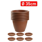 Set de 6 Macetas de Plástico con 6 Platos (14cm, 16cm,18cm, 20cm, 25cm, 30cm, 35cm o 40cm) Diseño elegante para Interiores y Exteriores, Patio y Decoración, Ideal para Verduras y Flores ,Maceteros de Jardín