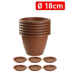 Set de 6 Macetas de Plástico con 6 Platos (14cm, 16cm,18cm, 20cm, 25cm, 30cm, 35cm o 40cm) Diseño elegante para Interiores y Exteriores, Patio y Decoración, Ideal para Verduras y Flores ,Maceteros de Jardín