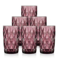 Set de 6 Vasos Colores, Vaso de Cristal agua de 360 ml, Vaso de Agua y Bebidas, Aptos para Lavavajillas