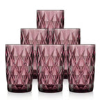 Set de 6 Vasos Colores, Vaso de Cristal agua de 360 ml, Vaso de Agua y Bebidas, Aptos para Lavavajillas
