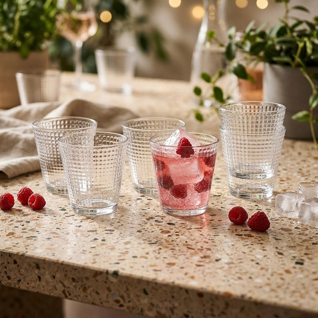 Set de 6 Vasos de cristal 25cl , vasos de agua de Transparentes, Aptos para Lavavajillas