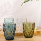 Set de 6 Vasos Colores, Vaso de Cristal agua de 300 ml, Vaso de Agua y Bebidas, Aptos para Lavavajillas (Azul)