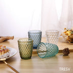 Set de 6 Vasos de Cristal 250ml | Diseño de Diamante Elegante | Aptos para Lavavajillas | Vidrio Sin Plomo para Agua y Refrescos