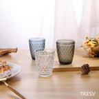 Set de 6 Vasos de Cristal 250ml | Diseño de Diamante Elegante | Aptos para Lavavajillas | Vidrio Sin Plomo para Agua y Refrescos