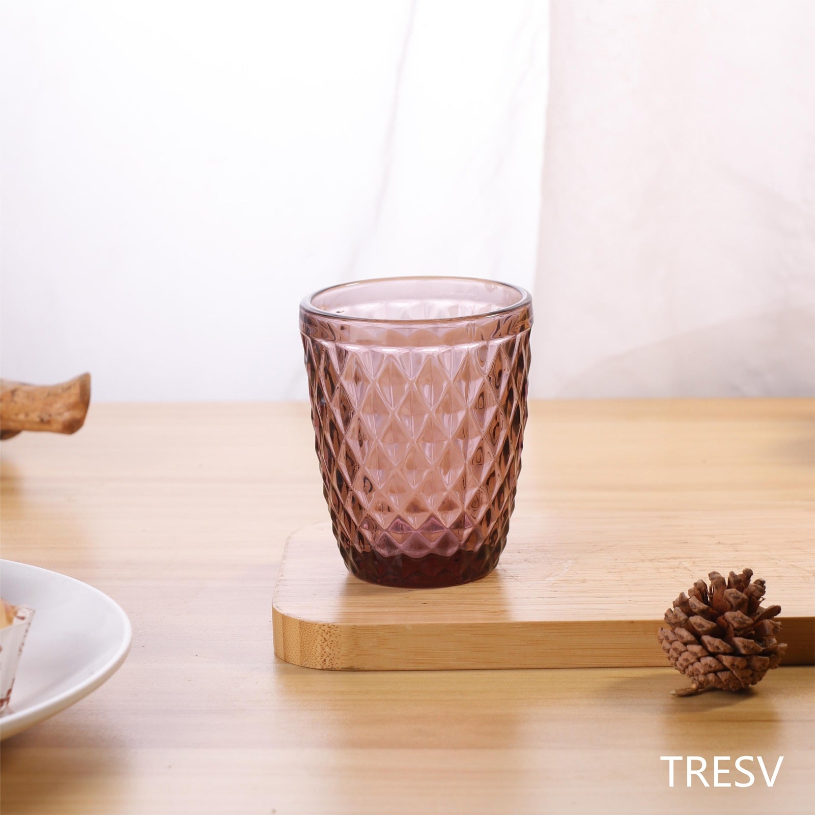Set de 6 Vasos de Cristal 250ml | Diseño de Diamante Elegante | Aptos para Lavavajillas | Vidrio Sin Plomo para Agua y Refrescos