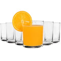 Set de 6 Vasos de Agua de Colores Pastel, Vasos de Cristal Multicolor y Transparentes, Aptos para Lavavajillas (345cc Transparente)