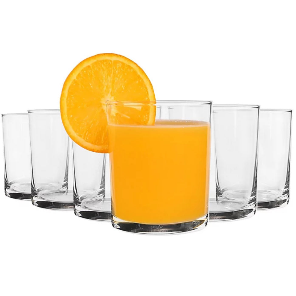 Set de 6 Vasos de Agua de Colores Pastel, Vasos de Cristal Multicolor y Transparentes, Aptos para Lavavajillas (345cc Transparente)