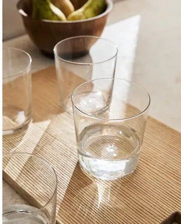 Set de 6 Vasos de Agua de Colores Pastel, Vasos de Cristal Multicolor y Transparentes, Aptos para Lavavajillas (345cc Transparente)