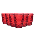 Set de 6 Vasos de Cristal 250ml | Diseño de Diamante Elegante | Vidrio Sin Plomo para Agua y Refrescos