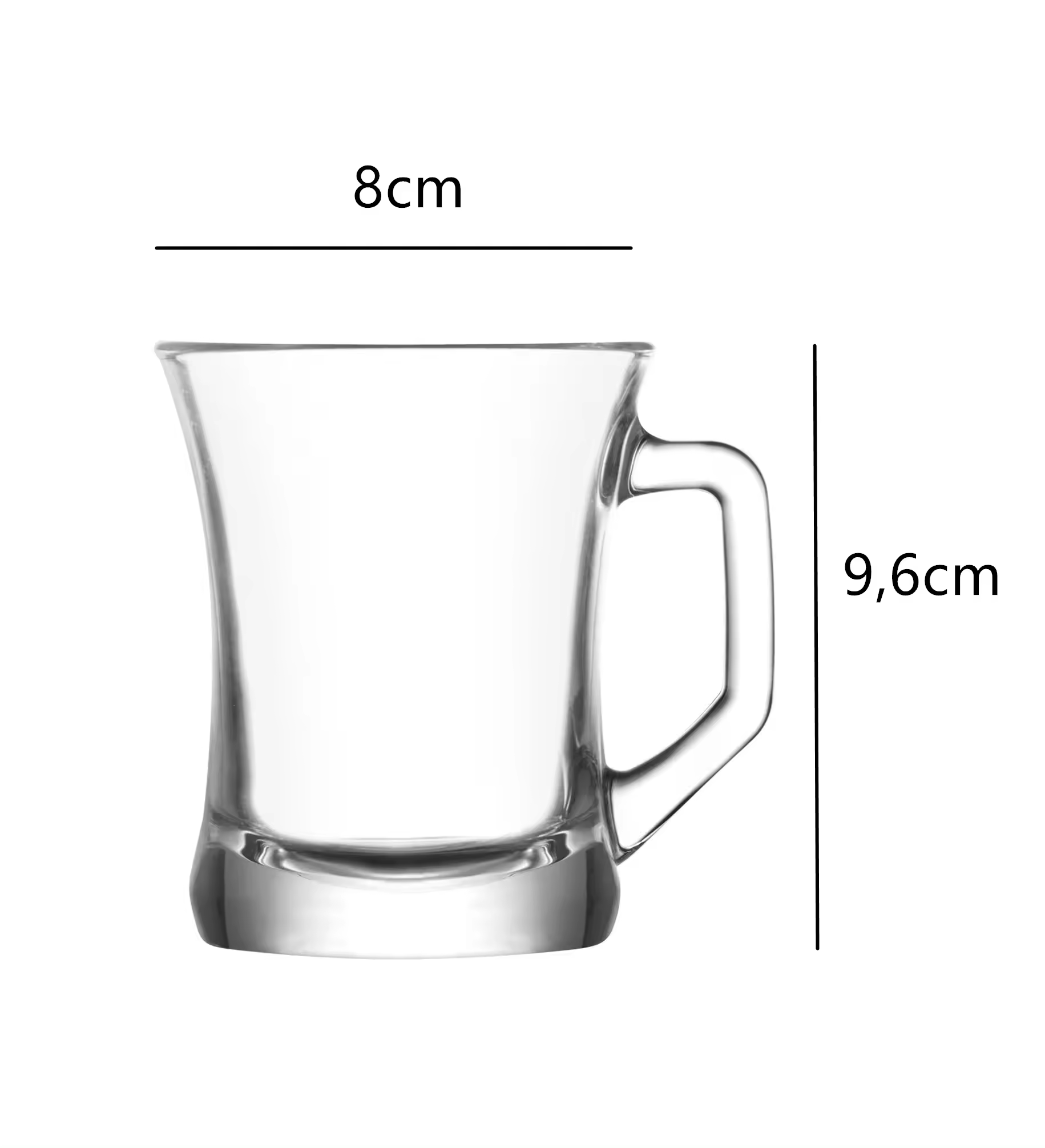 Set de 6 Tazas Transparentes de cristal agua de 225cc para Desayuno, Taza de Vidrio,Productos de vidrio,Tazas para Café y Té, tazas de Agua, Bebida y Alcohol