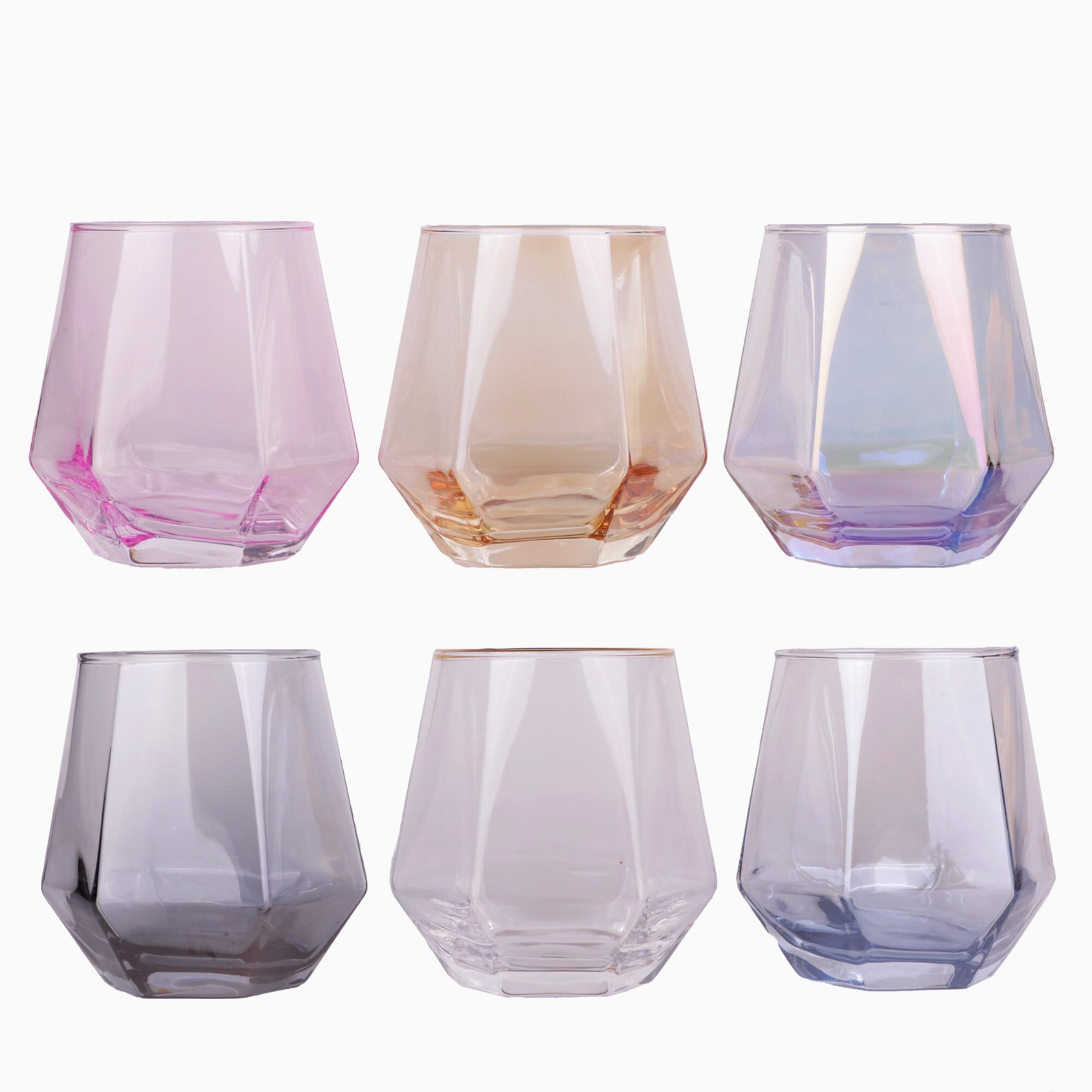 Set de 6 Vasos de cristal agua, Vasos Colores, Vasos de Cristal colores,Aptos para Lavavajillas (330 ml)