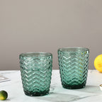 Set de 6 Vasos Colores , Vaso de Cristal agua de 290cc, Vaso de Agua y Bebidas, Aptos para Lavavajillas (Verde)