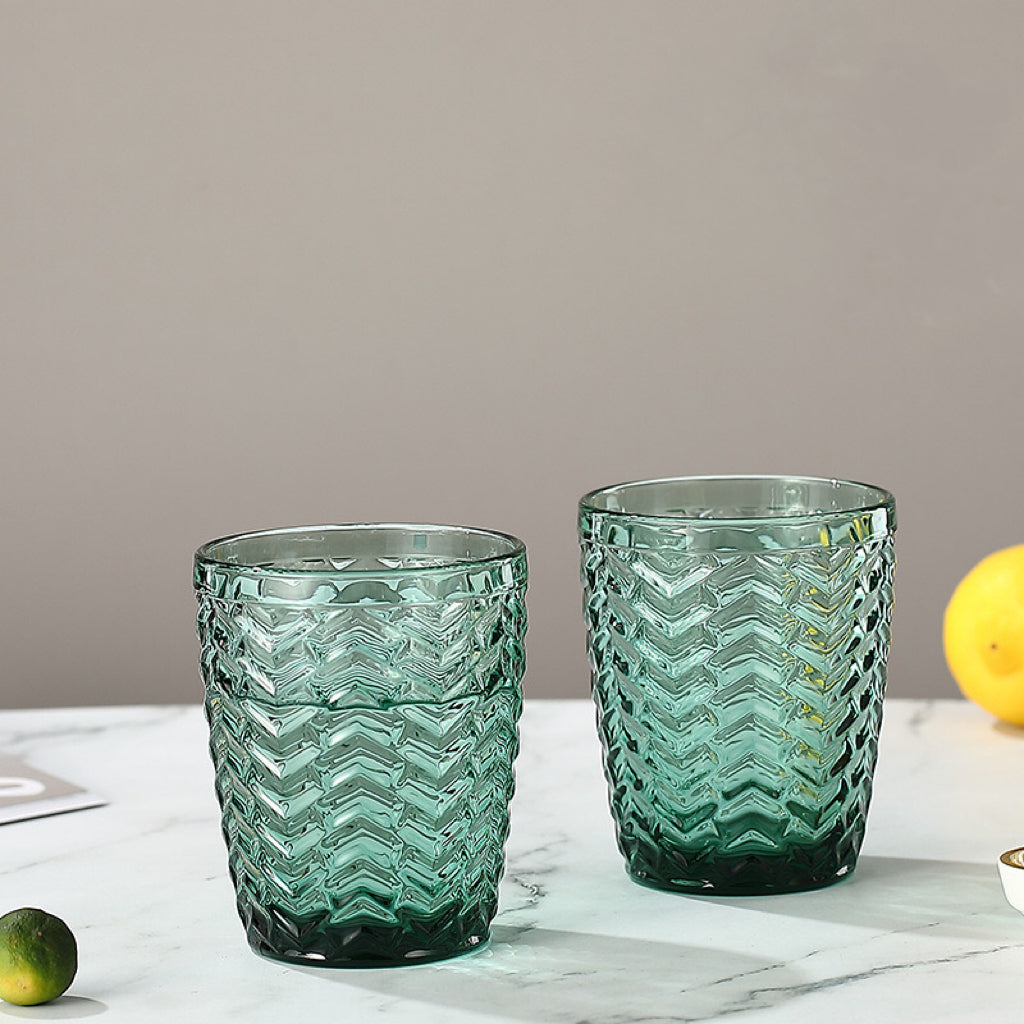 Set de 6 Vasos Colores , Vaso de Cristal agua de 290cc, Vaso de Agua y Bebidas, Aptos para Lavavajillas (Verde)