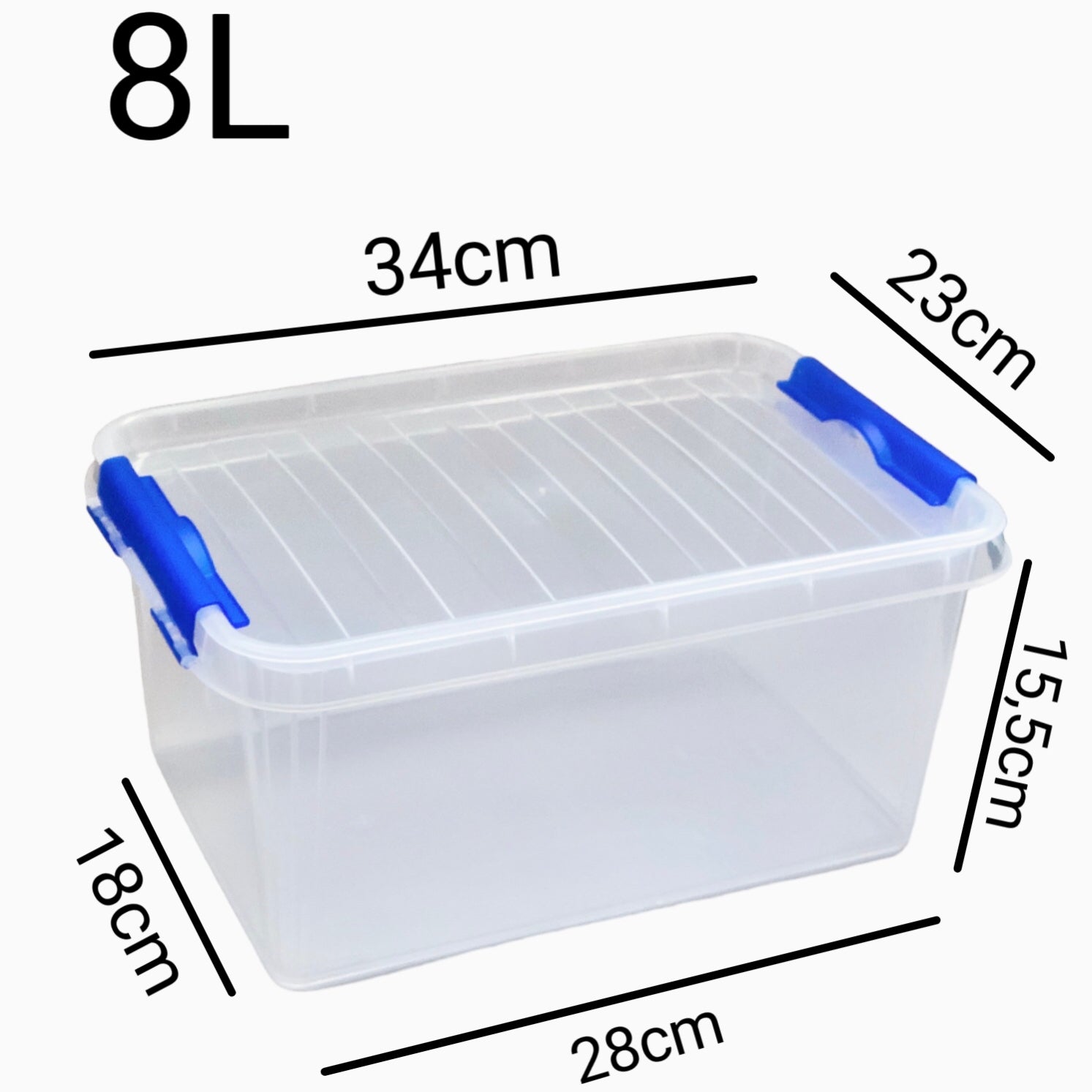 Set 3 Cajas de Ordenación  8L Almacenamiento Plástico Transparente Hermético