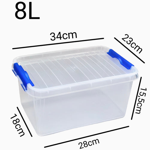 Set 3 Cajas de Ordenación  8L Almacenamiento Plástico Transparente Hermético