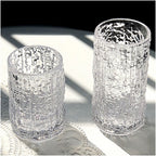 Set 6 Vasos de Cristal 250ml y 300ml Transparentes y Aptos para Lavavajillas Diseño Único con Textura de Corteza
