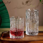 Set 6 Vasos de Cristal 250ml y 300ml Transparentes y Aptos para Lavavajillas Diseño Único con Textura de Corteza