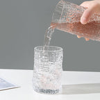 Set 6 Vasos de Cristal 250ml y 300ml Transparentes y Aptos para Lavavajillas Diseño Único con Textura de Corteza