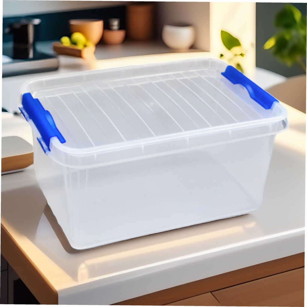 Set 3 Cajas de Ordenación  8L Almacenamiento Plástico Transparente Hermético