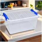 Set 3 Cajas de Ordenación  8L Almacenamiento Plástico Transparente Hermético