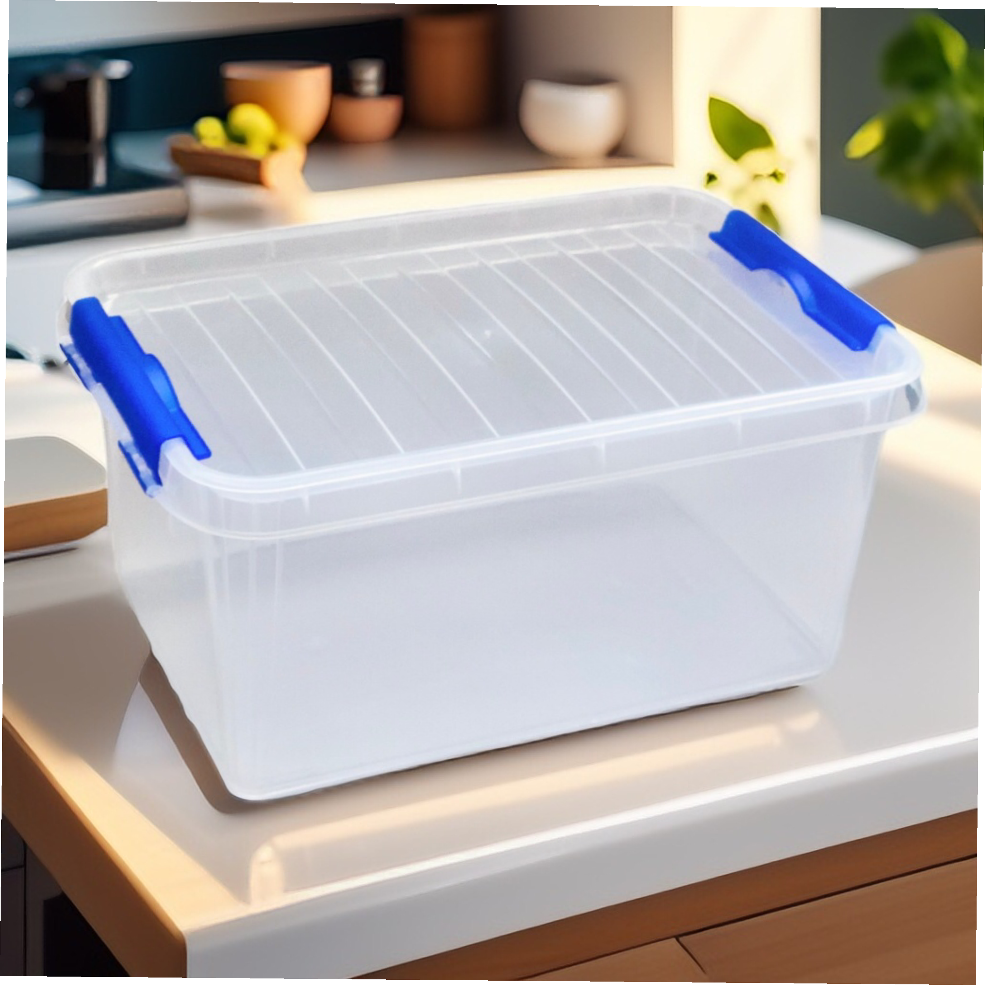 Set 3 Cajas de Ordenación  8L Almacenamiento Plástico Transparente Hermético