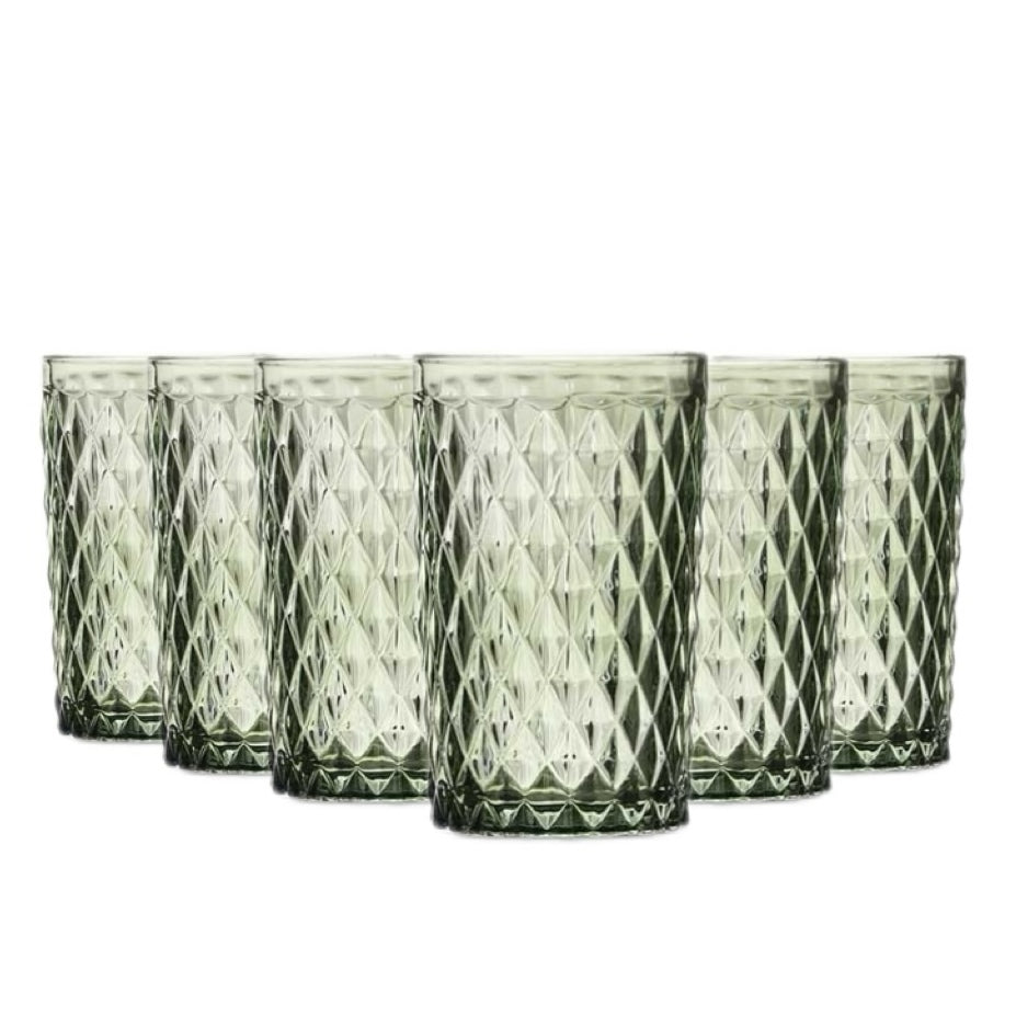 Set de 6 Vasos de Colores de Cristales de 370ml, Productos de Vidrio de Alta Calidad - Apto para Uso Diario