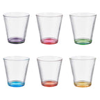 Set de 6 Vasos de cristal agua de Colores, Vasos de Cristal de 310ml Multicolor y Transparentes