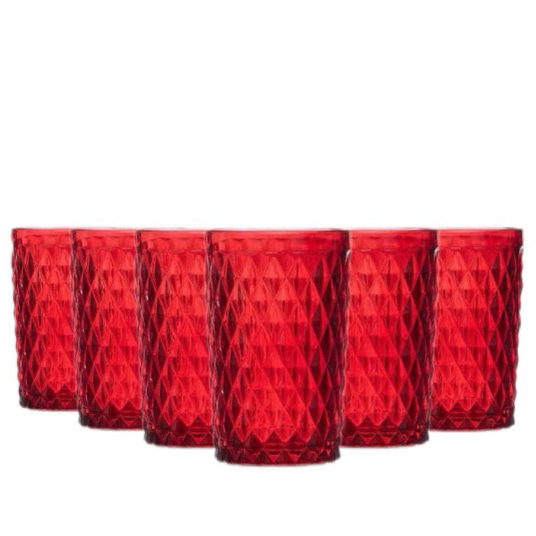 Set de 6 Vasos de Colores de Cristales de 370ml, Productos de Vidrio de Alta Calidad - Apto para Uso Diario