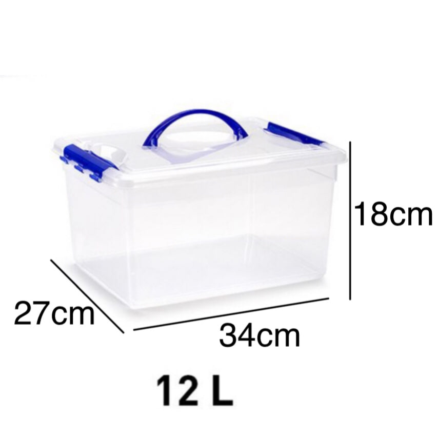 Set 3 Cajas de Ordenación 12L Almacenamiento Plástico Transparente Hermético