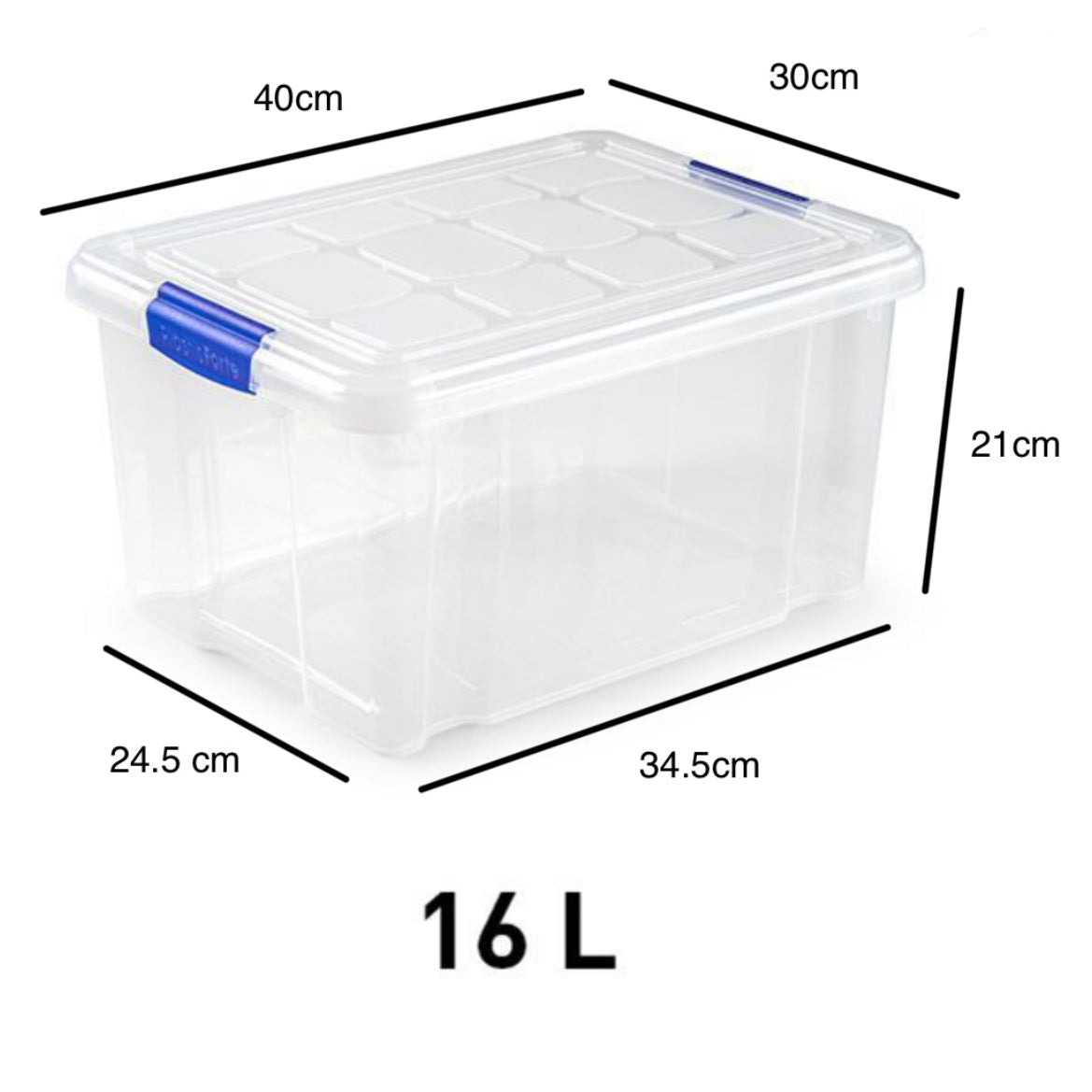 Set 3 Cajas de Ordenación  16L Almacenamiento Plástico Transparente Hermético