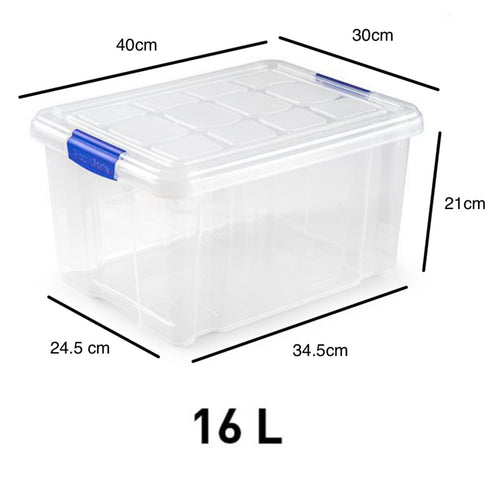 Set 3 Cajas de Ordenación  16L Almacenamiento Plástico Transparente Hermético